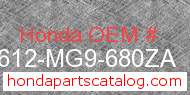 Honda 83612-MG9-680ZA genuine part number image