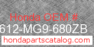 Honda 83612-MG9-680ZB genuine part number image