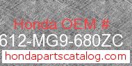 Honda 83612-MG9-680ZC genuine part number image
