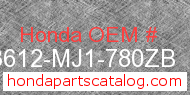 Honda 83612-MJ1-780ZB genuine part number image