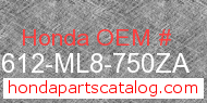 Honda 83612-ML8-750ZA genuine part number image