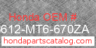 Honda 83612-MT6-670ZA genuine part number image