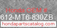 Honda 83612-MT6-830ZB genuine part number image
