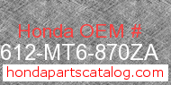 Honda 83612-MT6-870ZA genuine part number image