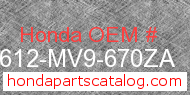 Honda 83612-MV9-670ZA genuine part number image