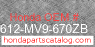 Honda 83612-MV9-670ZB genuine part number image