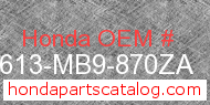 Honda 83613-MB9-870ZA genuine part number image