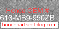 Honda 83613-MB9-950ZB genuine part number image