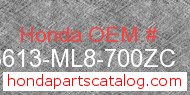 Honda 83613-ML8-700ZC genuine part number image