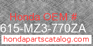 Honda 83615-MZ3-770ZA genuine part number image