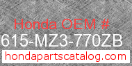 Honda 83615-MZ3-770ZB genuine part number image