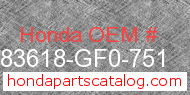 Honda 83618-GF0-751 genuine part number image