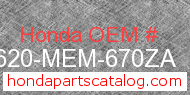 Honda 83620-MEM-670ZA genuine part number image