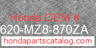 Honda 83620-MZ8-870ZA genuine part number image
