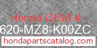 Honda 83620-MZ8-K00ZC genuine part number image
