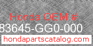 Honda 83645-GG0-000 genuine part number image