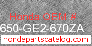 Honda 83650-GE2-670ZA genuine part number image