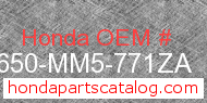 Honda 83650-MM5-771ZA genuine part number image