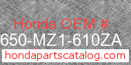 Honda 83650-MZ1-610ZA genuine part number image
