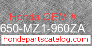 Honda 83650-MZ1-960ZA genuine part number image