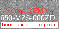 Honda 83650-MZ5-000ZD genuine part number image