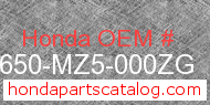 Honda 83650-MZ5-000ZG genuine part number image