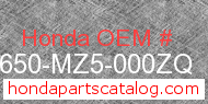 Honda 83650-MZ5-000ZQ genuine part number image