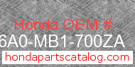 Honda 836A0-MB1-700ZA genuine part number image