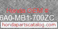 Honda 836A0-MB1-700ZC genuine part number image