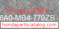 Honda 836A0-MB4-770ZB genuine part number image