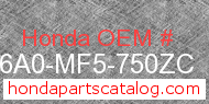Honda 836A0-MF5-750ZC genuine part number image