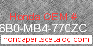 Honda 836B0-MB4-770ZC genuine part number image