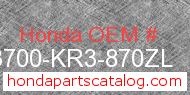 Honda 83700-KR3-870ZL genuine part number image
