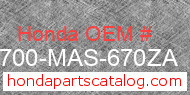Honda 83700-MAS-670ZA genuine part number image