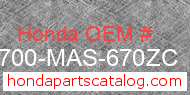 Honda 83700-MAS-670ZC genuine part number image