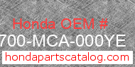 Honda 83700-MCA-000YE genuine part number image