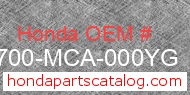 Honda 83700-MCA-000YG genuine part number image