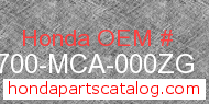 Honda 83700-MCA-000ZG genuine part number image