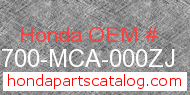 Honda 83700-MCA-000ZJ genuine part number image
