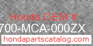Honda 83700-MCA-000ZX genuine part number image