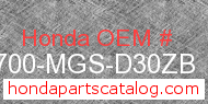Honda 83700-MGS-D30ZB genuine part number image