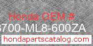 Honda 83700-ML8-600ZA genuine part number image