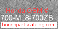 Honda 83700-ML8-700ZB genuine part number image