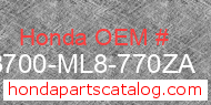 Honda 83700-ML8-770ZA genuine part number image