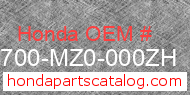 Honda 83700-MZ0-000ZH genuine part number image