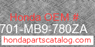 Honda 83701-MB9-780ZA genuine part number image