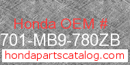 Honda 83701-MB9-780ZB genuine part number image