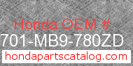 Honda 83701-MB9-780ZD genuine part number image