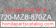 Honda 83720-MZ8-870ZA genuine part number image
