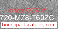 Honda 83720-MZ8-T60ZC genuine part number image